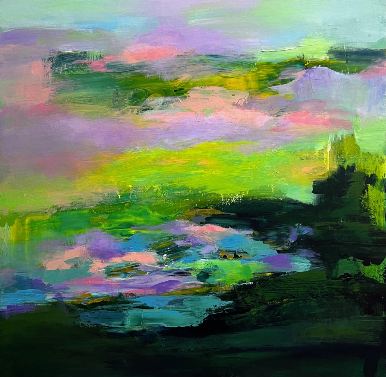 Garden of bliss 03 - Dreamscapes: Paintings/Landscapes: Acrylic on canvas, 76×76cm, USD 1900